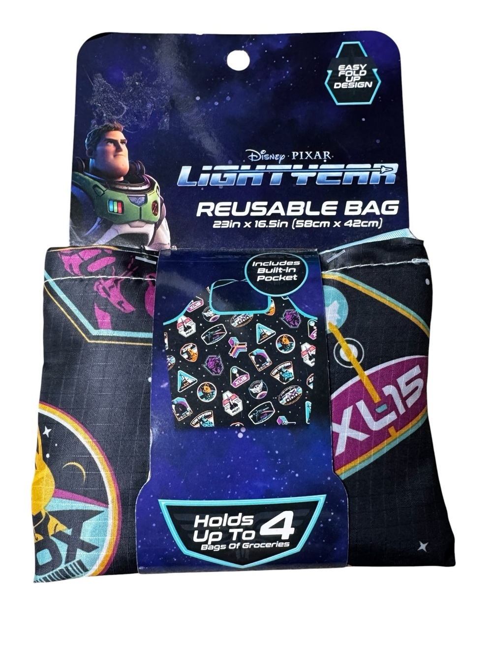 NEW XL Disney Pixar Buzz Lightyear Reusable Tote Shopping Bag Toy Story